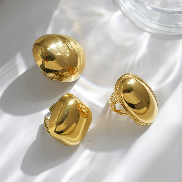 Wholesale Fashion Geometric Stainless Steel Gold Plated Opening Ring Jewelry For Women