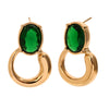Wholesale Fashion Geometric Stainless Steel 18K Gold Plated Earrings For Women With Black And Green Zirconium