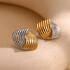 Wholesale Fashion Geometric Stainless Steel 18K Gold Plated Fan Striped Cross Earrings For Women