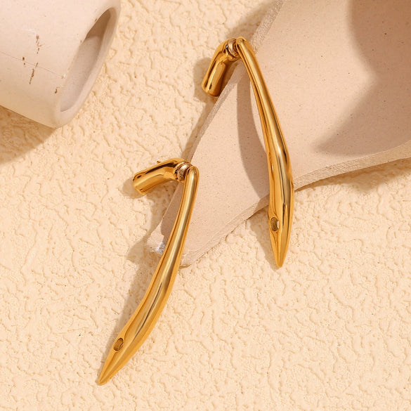 Wholesale Fashion Geometric Stainless Steel 18K Gold Plated High Heels Earrings For Women