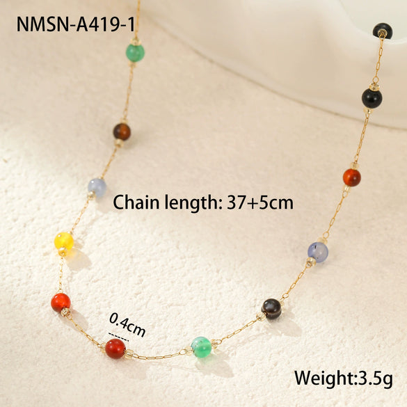 Wholesale Fashion Geometric Stainless Steel 18K Gold Plated Round Beads Star Necklace For Women
