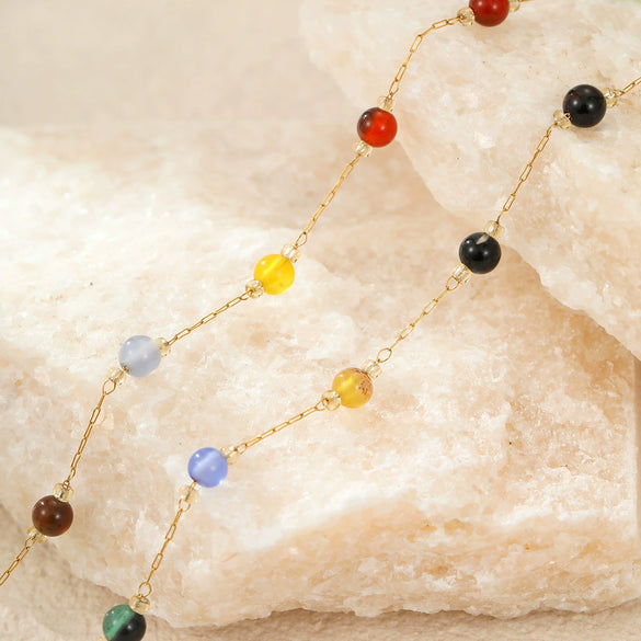 Wholesale Fashion Geometric Stainless Steel 18K Gold Plated Round Beads Star Necklace For Women