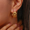 Wholesale Fashion Geometric Stainless Steel 18K Gold Plated Semicircular Chain Earrings For Women