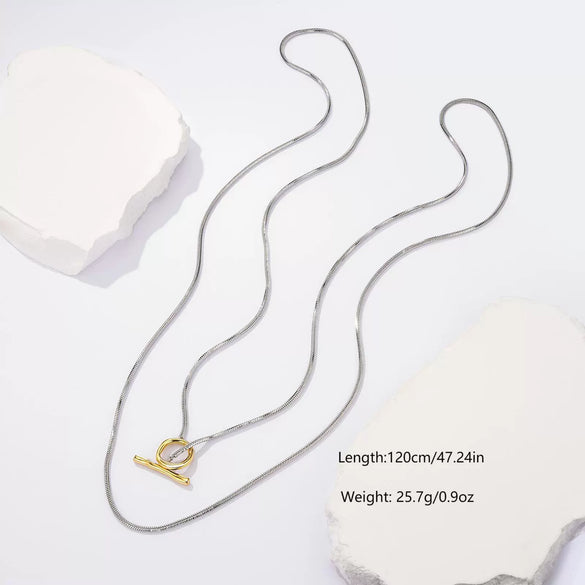 Wholesale Fashion Geometric Stainless Steel Snake Bone Chain Necklace For Women With Polishing Design