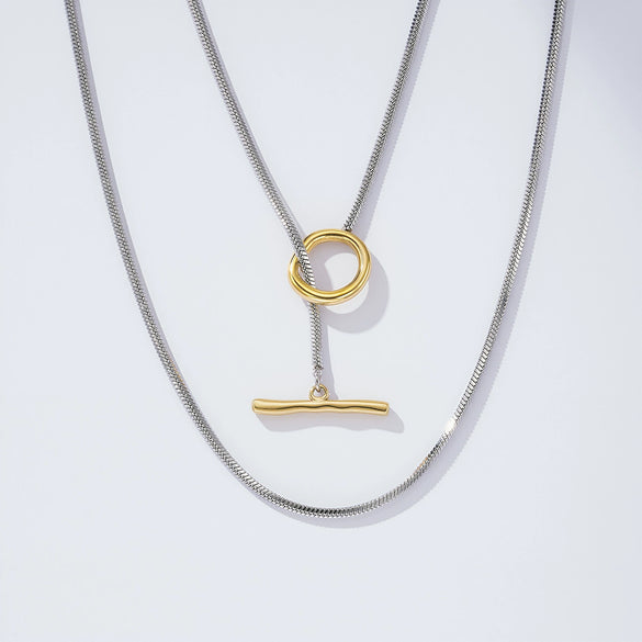 Wholesale Fashion Geometric Stainless Steel Snake Bone Chain Necklace For Women With Polishing Design