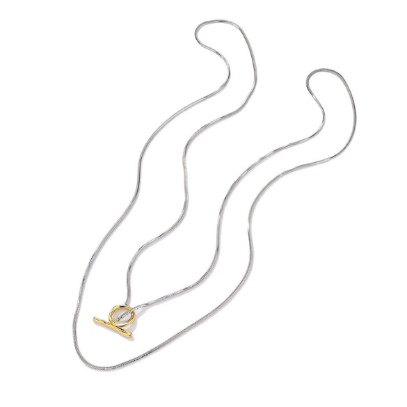 Wholesale Fashion Geometric Stainless Steel Snake Bone Chain Necklace For Women With Polishing Design