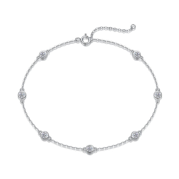 Wholesale Fashion Geometric Style S925 Silver Moissanite Inlay Fiveflower Bracelet For Women