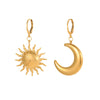Wholesale Fashion Geometric Titanium Steel And 18K Gold Electroplated Moon Sun Earrings For Women