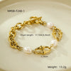 Wholesale Fashion Geometric Titanium Steel Bracelet Inlaid With Shell Beads 18K Goldplated For Women