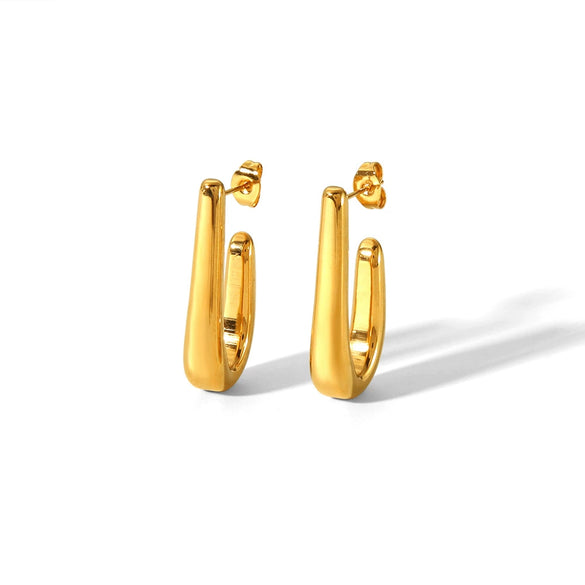 Wholesale Fashion Geometric U Shaped Stainless Steel Earrings With Pvd Furnace Real Gold Electroplating For Women