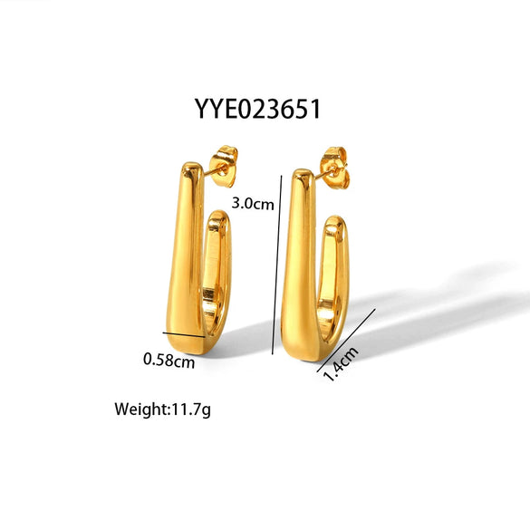 Wholesale Fashion Geometric U Shaped Stainless Steel Earrings With Pvd Furnace Real Gold Electroplating For Women