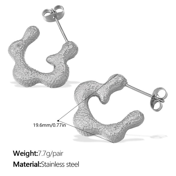 Wholesale Fashion Goldplated Hammered Flower 316L Stainless Steel Earrings For Women