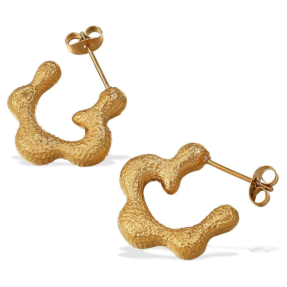 Wholesale Fashion Goldplated Hammered Flower 316L Stainless Steel Earrings For Women
