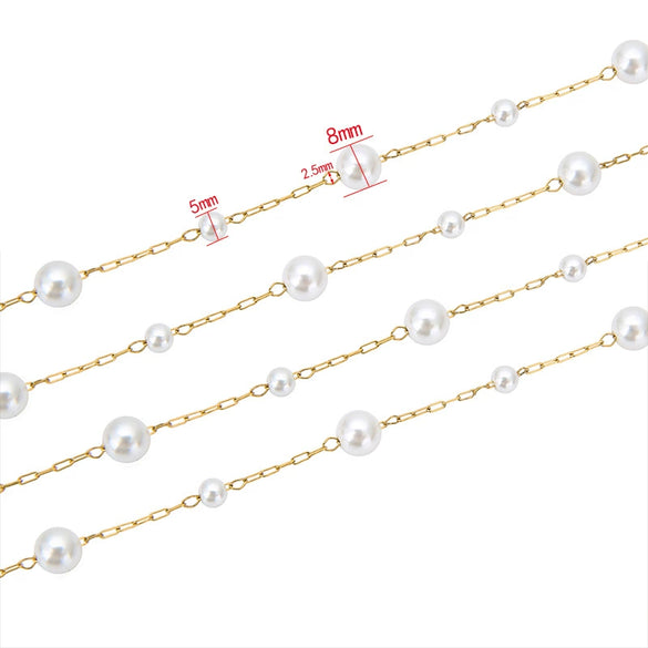 Wholesale Fashion Handmade Imitation Pearl Stainless Steel Necklace Chain With Electroplating