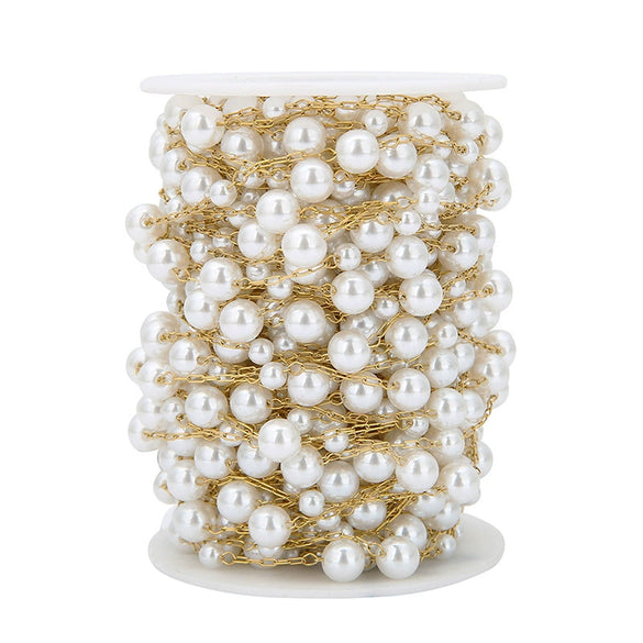 Wholesale Fashion Handmade Imitation Pearl Stainless Steel Necklace Chain With Electroplating