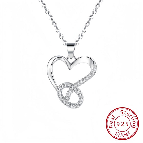 Wholesale Fashion Heart Shape S925 Sterling Silver Pendant Clavicle Necklace