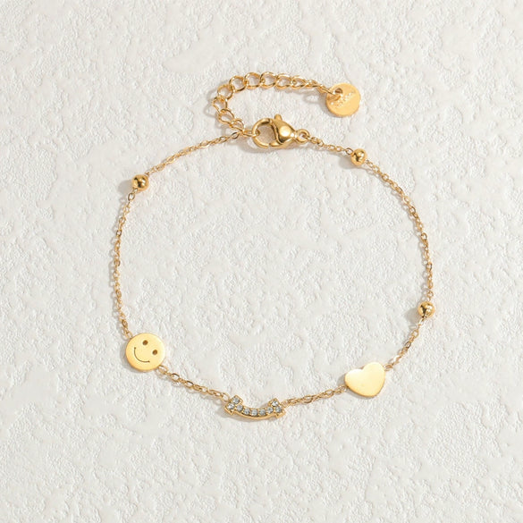 Wholesale Fashion Heart Shape Stainless Steel Electroplated Women's Love Bracelet
