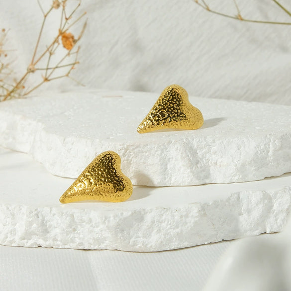 Wholesale Fashion Heart Shape Stainless Steel Electroplating Hammer Love Earrings For Women