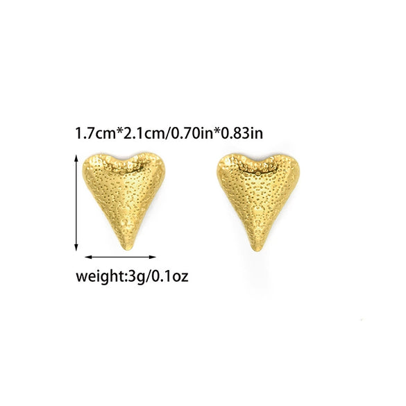 Wholesale Fashion Heart Shape Stainless Steel Electroplating Hammer Love Earrings For Women