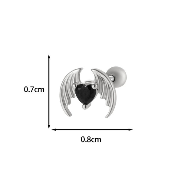 Wholesale Fashion Heart Shaped Copper Jewelry For Women Cartilage Puncture Ear Bone Nail With Zirconium Love Chain And Stainless Steel Rod