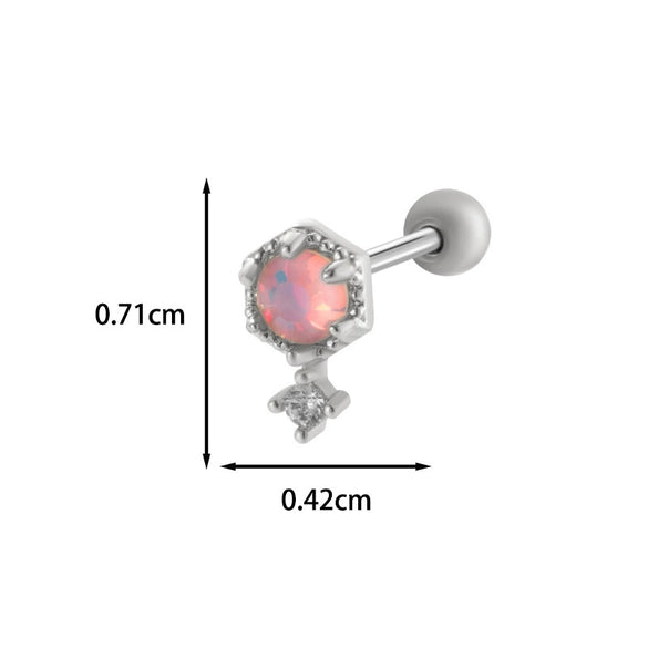 Wholesale Fashion Heart Shaped Copper Jewelry For Women Cartilage Puncture Ear Bone Nail With Zirconium Love Chain And Stainless Steel Rod