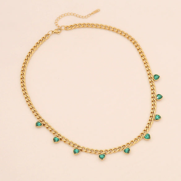 Wholesale Fashion Heart Shaped Stainless Steel Chain Necklace For Women With Electroplating