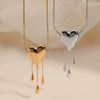 Wholesale Fashion Heartshaped Water Drop Tassel Pendant Necklace In 316 Stainless Steel With Electroplating And Snake Bone Chain For Women