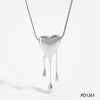 Wholesale Fashion Heartshaped Water Drop Tassel Pendant Necklace In 316 Stainless Steel With Electroplating And Snake Bone Chain For Women