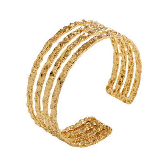 Wholesale Fashion High End Opening Joker Bracelet In Stainless Steel With Geometric Design And Electroplating Treatment