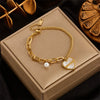 Wholesale Fashion High Retro Irregular Pearl Love Pendant Titanium Steel Bracelet For Women With Geometric Design And Electroplating