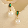 Wholesale Fashion High Sense Inlaid Imitation Pearl Stainless Steel Women's Geometric And Flower Pattern Earrings With Electroplating