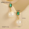 Wholesale Fashion High Sense Inlaid Imitation Pearl Stainless Steel Women's Geometric And Flower Pattern Earrings With Electroplating