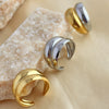 Wholesale Fashion High Texture Stainless Steel Geometric Wide Version Hollow Heart Ring With Electroplating