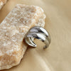Wholesale Fashion High Texture Stainless Steel Geometric Wide Version Hollow Heart Ring With Electroplating