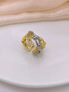 Wholesale Fashion Highend Hollow Weaving Geometric Copper 18K Gold Plated Ring Jewelry