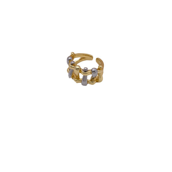 Wholesale Fashion Highend Hollow Weaving Geometric Copper 18K Gold Plated Ring Jewelry