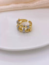 Wholesale Fashion Highend Hollow Weaving Geometric Copper 18K Gold Plated Ring Jewelry