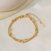 Wholesale Fashion Highend 18K Gold Plated Multilayer Tassel Small Gold Beads Geometric Ladies Titanium Steel Bracelet
