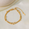 Wholesale Fashion Highend 18K Gold Plated Multilayer Tassel Small Gold Beads Geometric Ladies Titanium Steel Bracelet