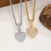 Wholesale Fashion Hip Hop Cool Metal Necklace With Gold Plated Copper Heart Shape Pendant Inlaid With Zircon