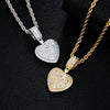 Wholesale Fashion Hip Hop Cool Metal Necklace With Gold Plated Copper Heart Shape Pendant Inlaid With Zircon