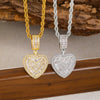 Wholesale Fashion Hip Hop Cool Metal Necklace With Gold Plated Copper Heart Shape Pendant Inlaid With Zircon