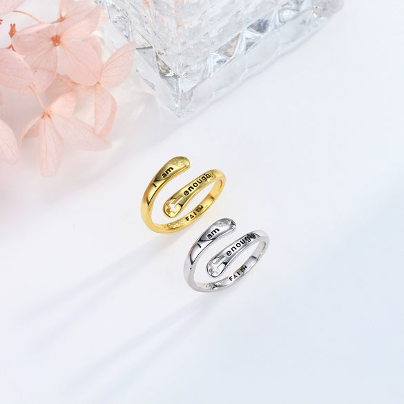 Wholesale Fashion Hollow Cross Open Ring In S925 Sterling Silver With Electroplating Treatment And Letters Numbers Text Pattern