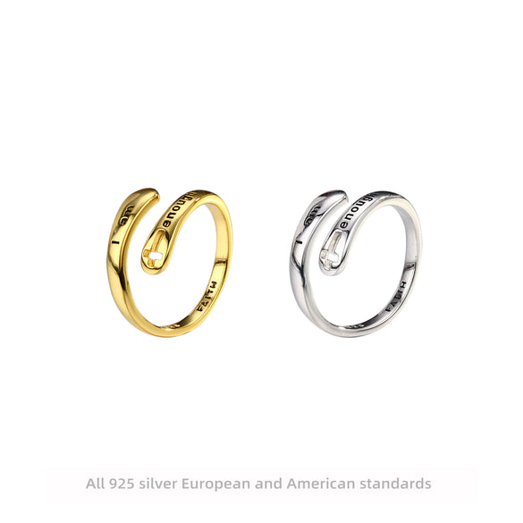 Wholesale Fashion Hollow Cross Open Ring In S925 Sterling Silver With Electroplating Treatment And Letters Numbers Text Pattern