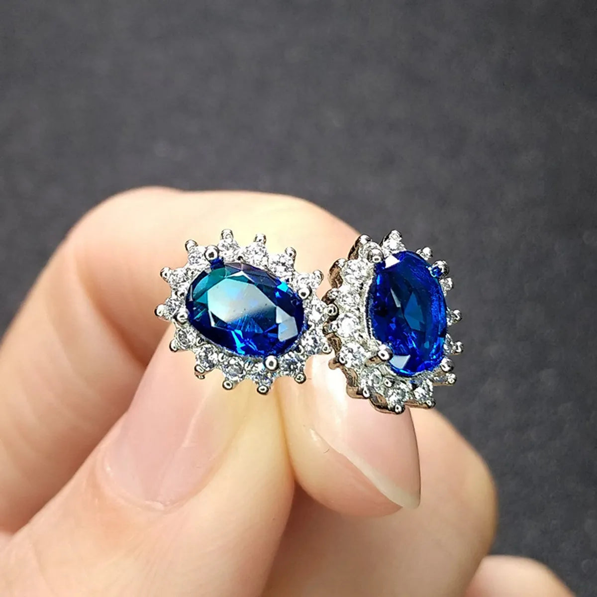 Wholesale Fashion Imitation Blue Crystal Sapphire Sunflower Jewelry Set