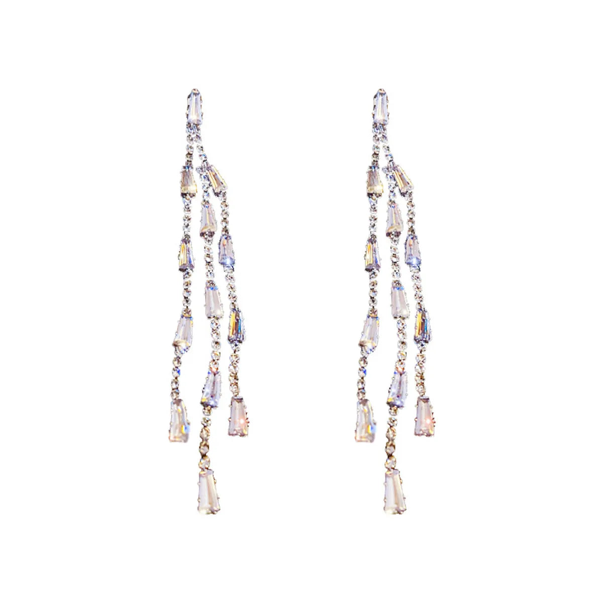 Wholesale Fashion Inlaid Rhinestone Zircon Tassel Long Earrings Gooddiy