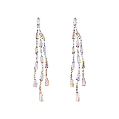 Wholesale Fashion Inlaid Rhinestone Zircon Tassel Long Earrings Gooddiy