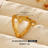 Wholesale Fashion Ins Style Stainless Steel Heart Shape Love Ring 18K Gold Plated For Women