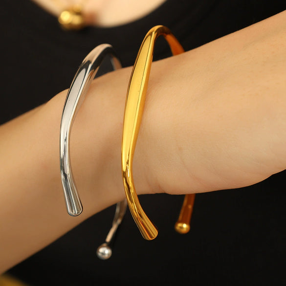 Wholesale Fashion Ins Style 316L Stainless Steel Electroplated Irregular Cshaped Opening Bracelet For Women