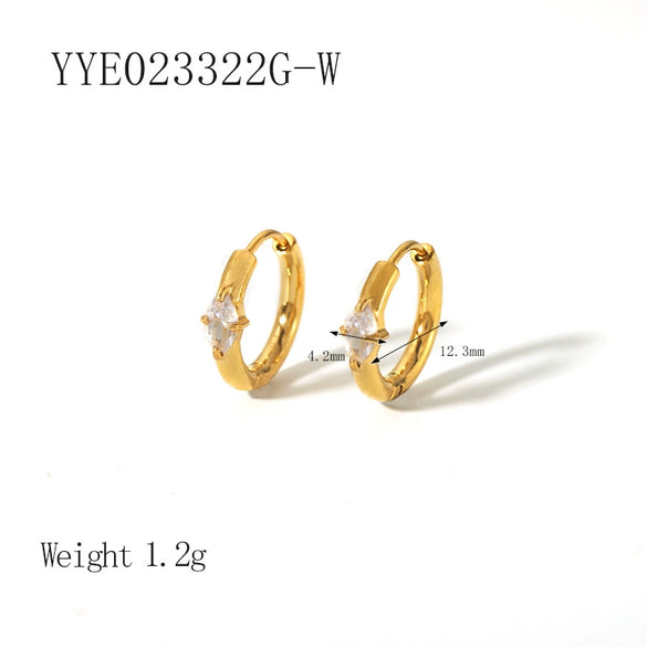 Wholesale Fashion Ins Zircon Earrings Stainless Steel Light Luxury Geometric Rhombus 18K Goldplated Vacuum Real Gold Electroplating In Pvd Furnace